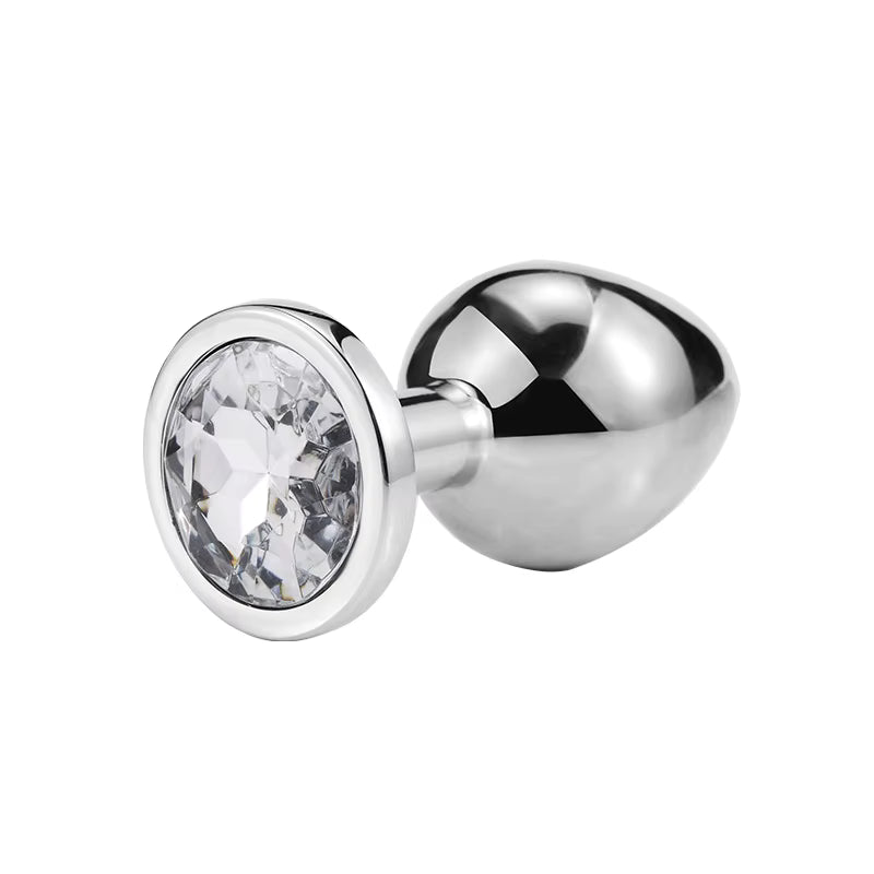 Anal Plug Sex Toys Intimate Metal Stainless Steel w/ Crystal Jewelry