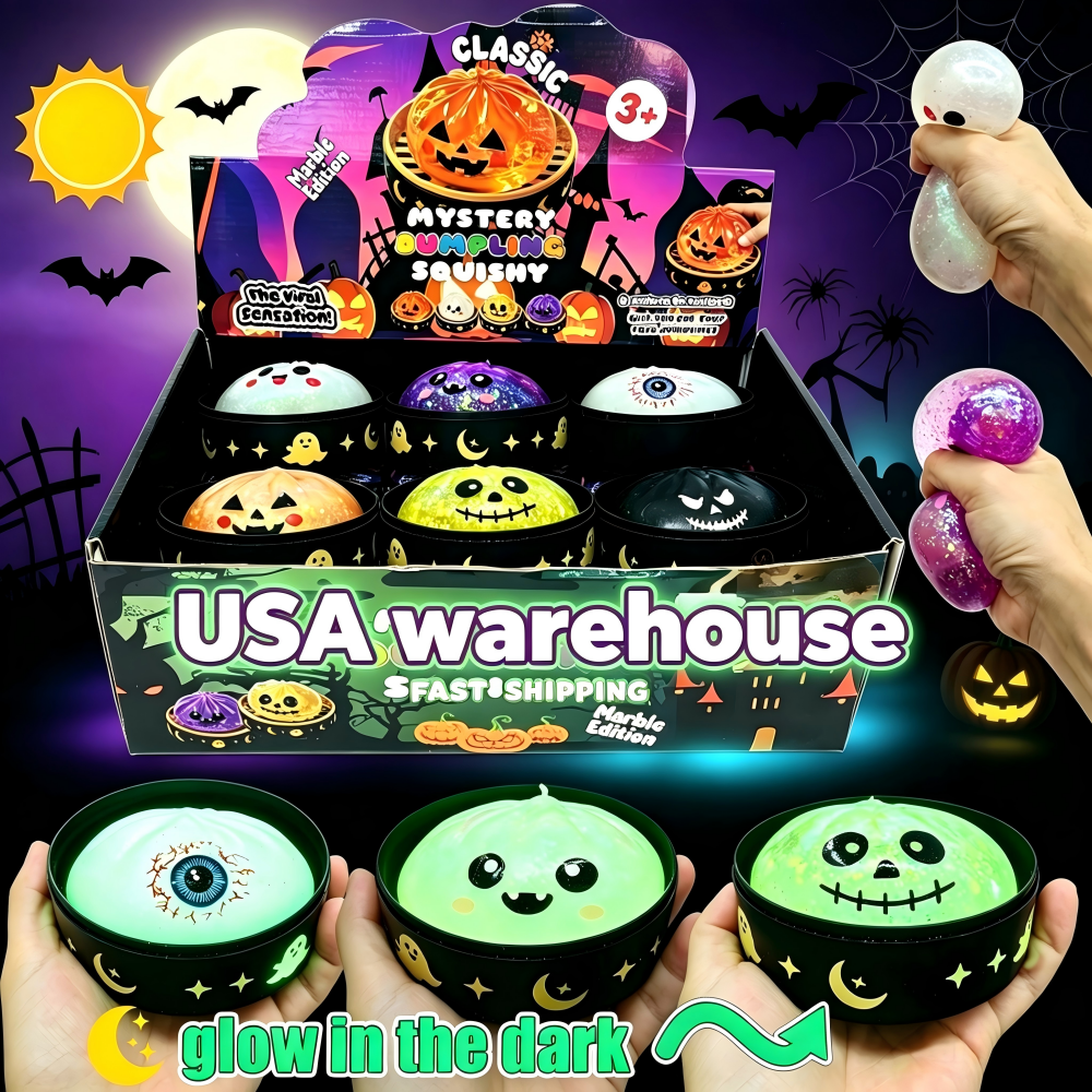 2PK Halloween Glow in the Dark Maltose (Jelly) Filled Dumpling Squishy