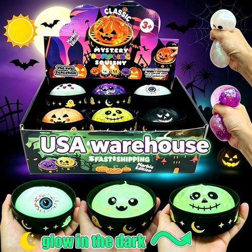 2PK Halloween Glow in the Dark Maltose (Jelly) Filled Dumpling Squishy