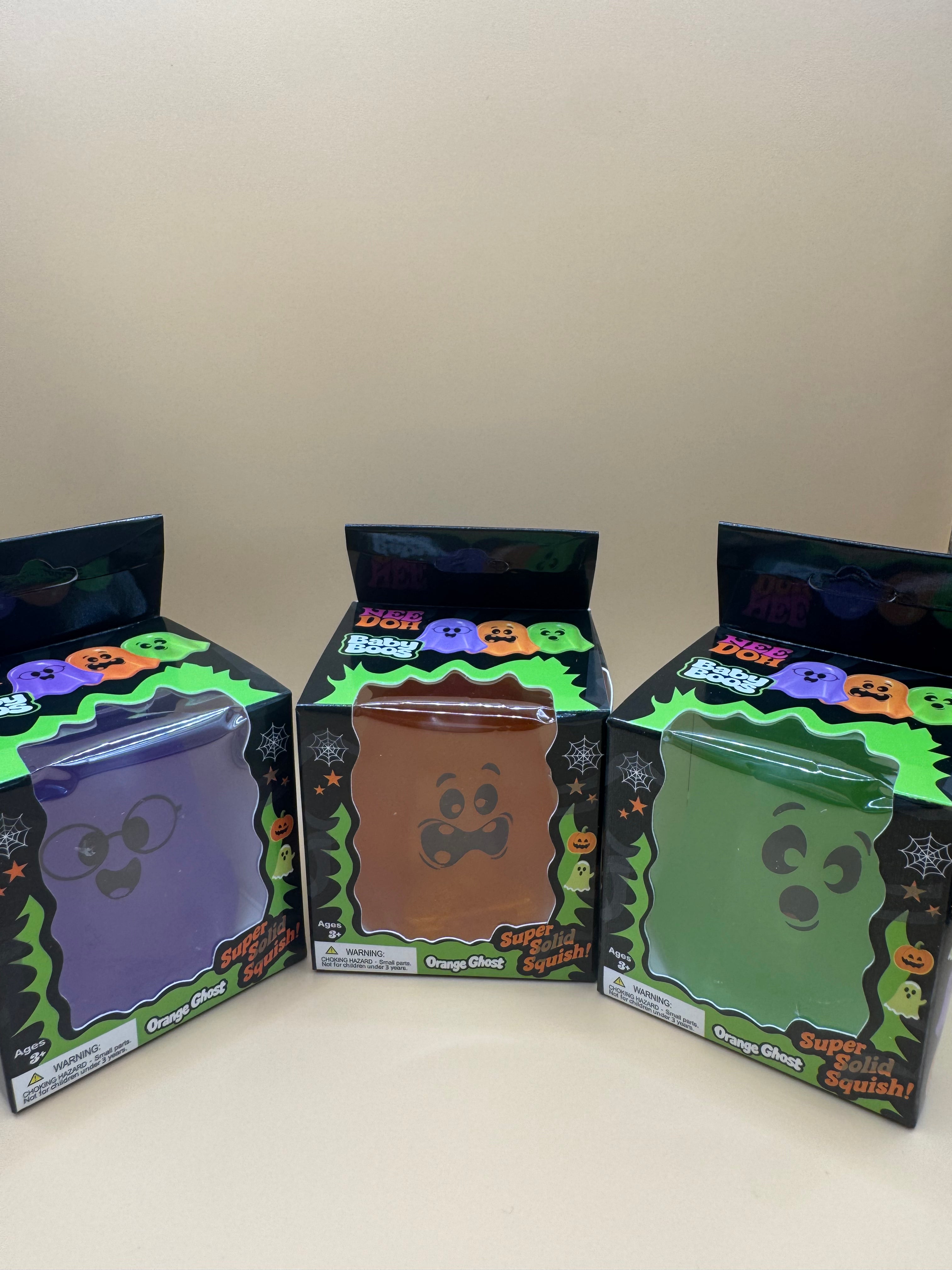 NeeDoh Baby Boos mini, glow-in-the-dark ghost. Single RANDOM