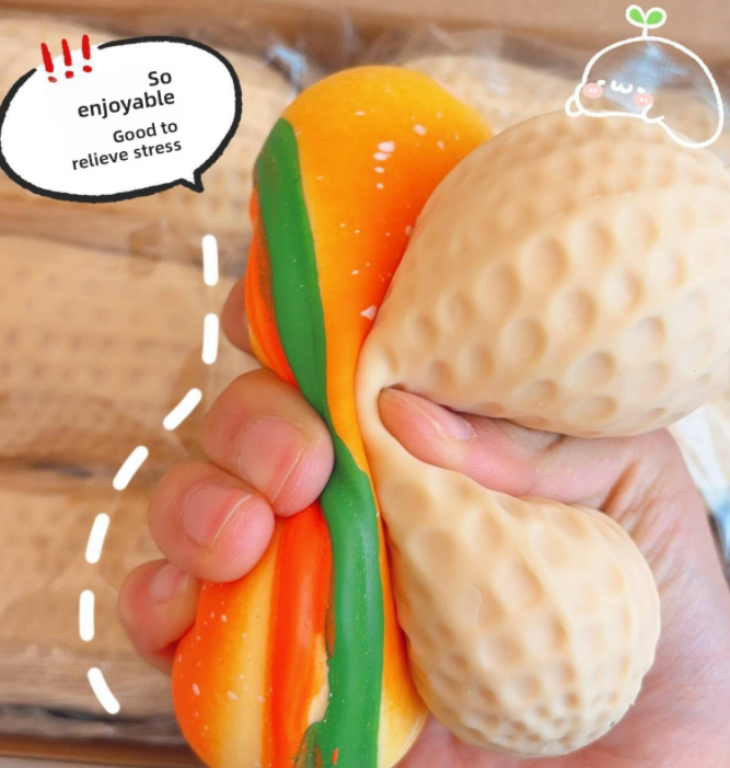 Realistic Peanut-Shaped Rubber Stress-Relief Squeeze Toy for Children Adult
